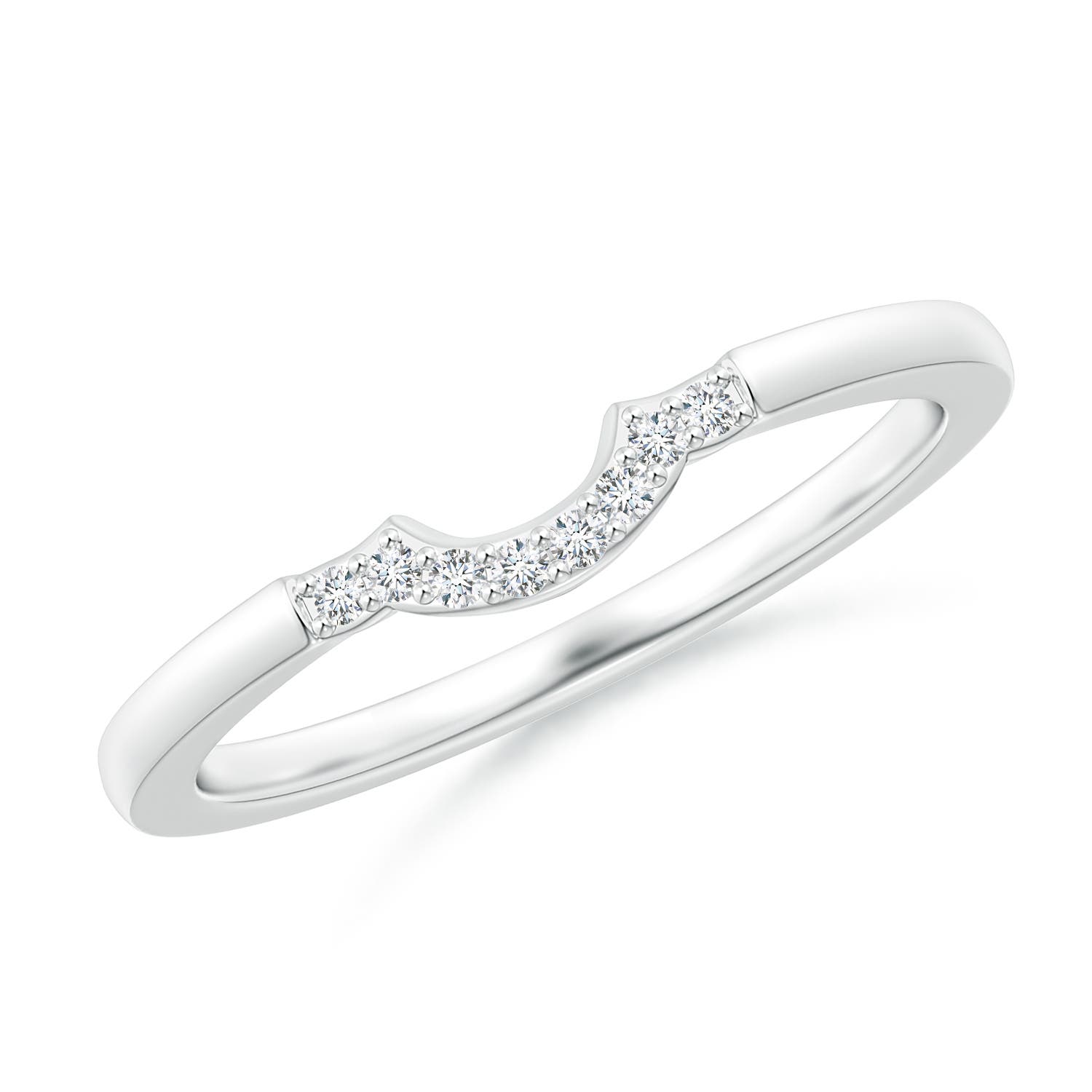 Angara 0.05 Carat Lab-Grown Prong-Set Diamond Curved Wedding Ring in Platinum