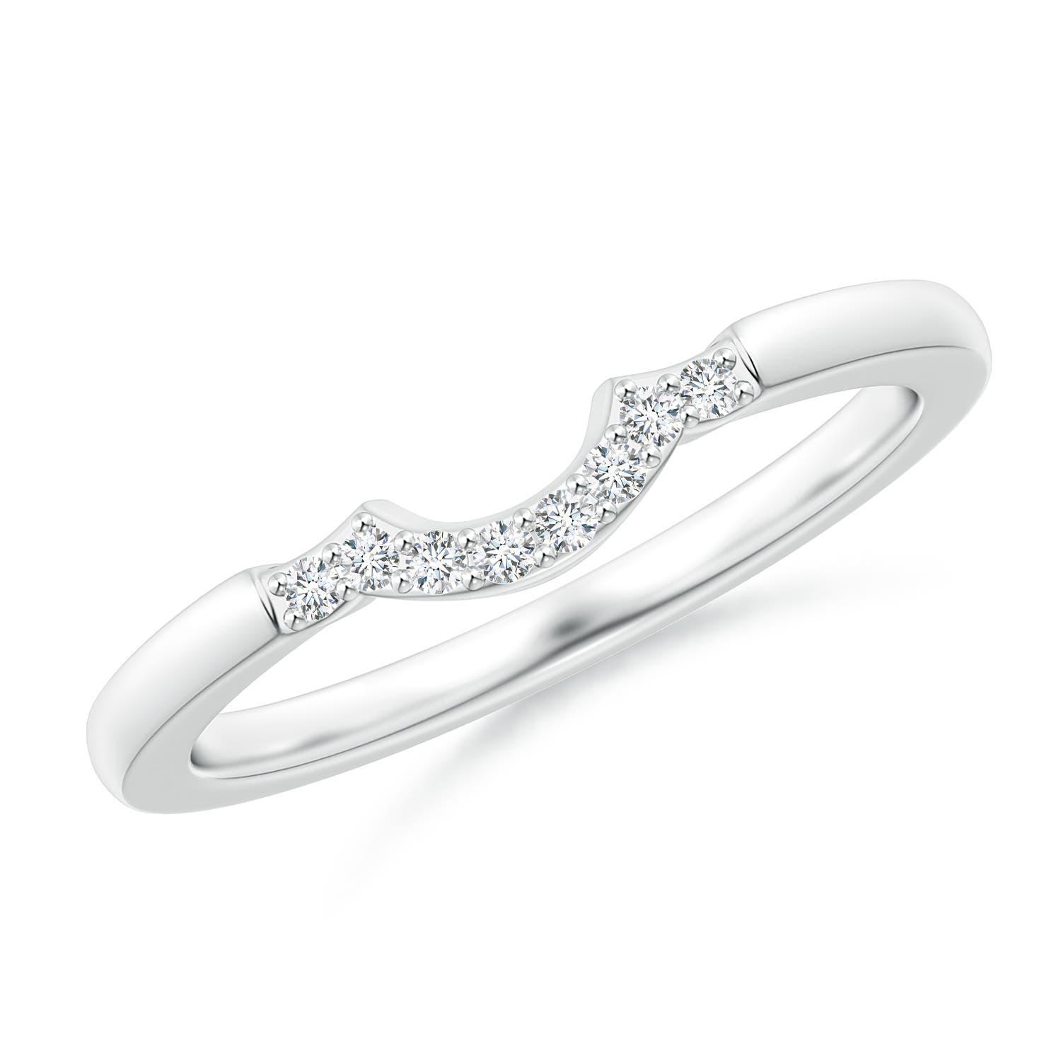 Angara 0.06 Carat Lab-Grown Prong-Set Diamond Curved Wedding Ring in 14K White Gold