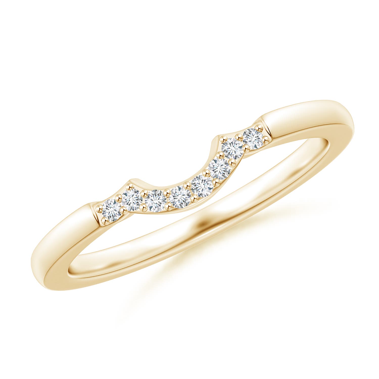 Angara 0.06 Carat Lab-Grown Prong-Set Diamond Curved Wedding Ring in 14K Yellow Gold