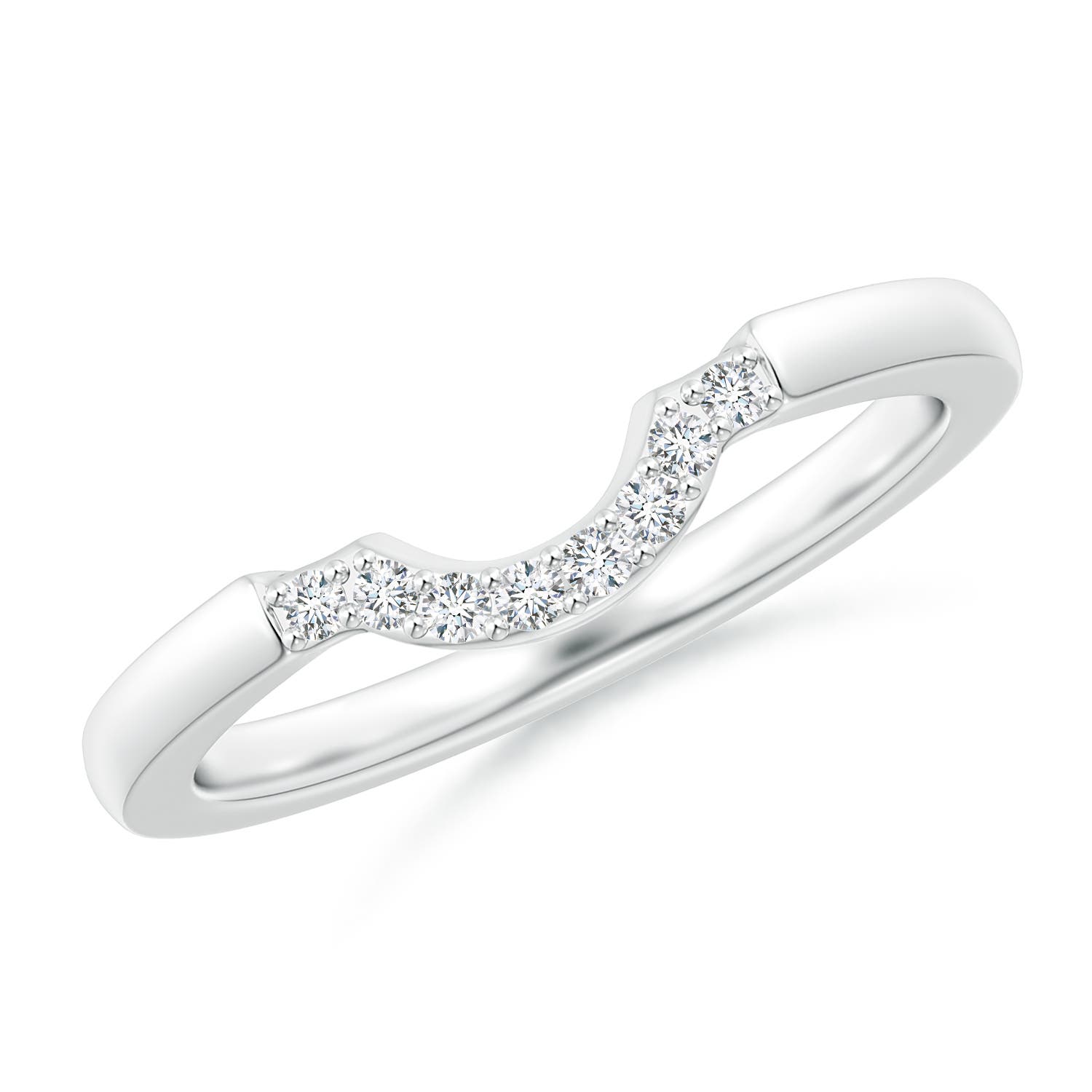 Angara 0.08 Carat Lab-Grown Prong-Set Diamond Curved Wedding Ring in 14K White Gold