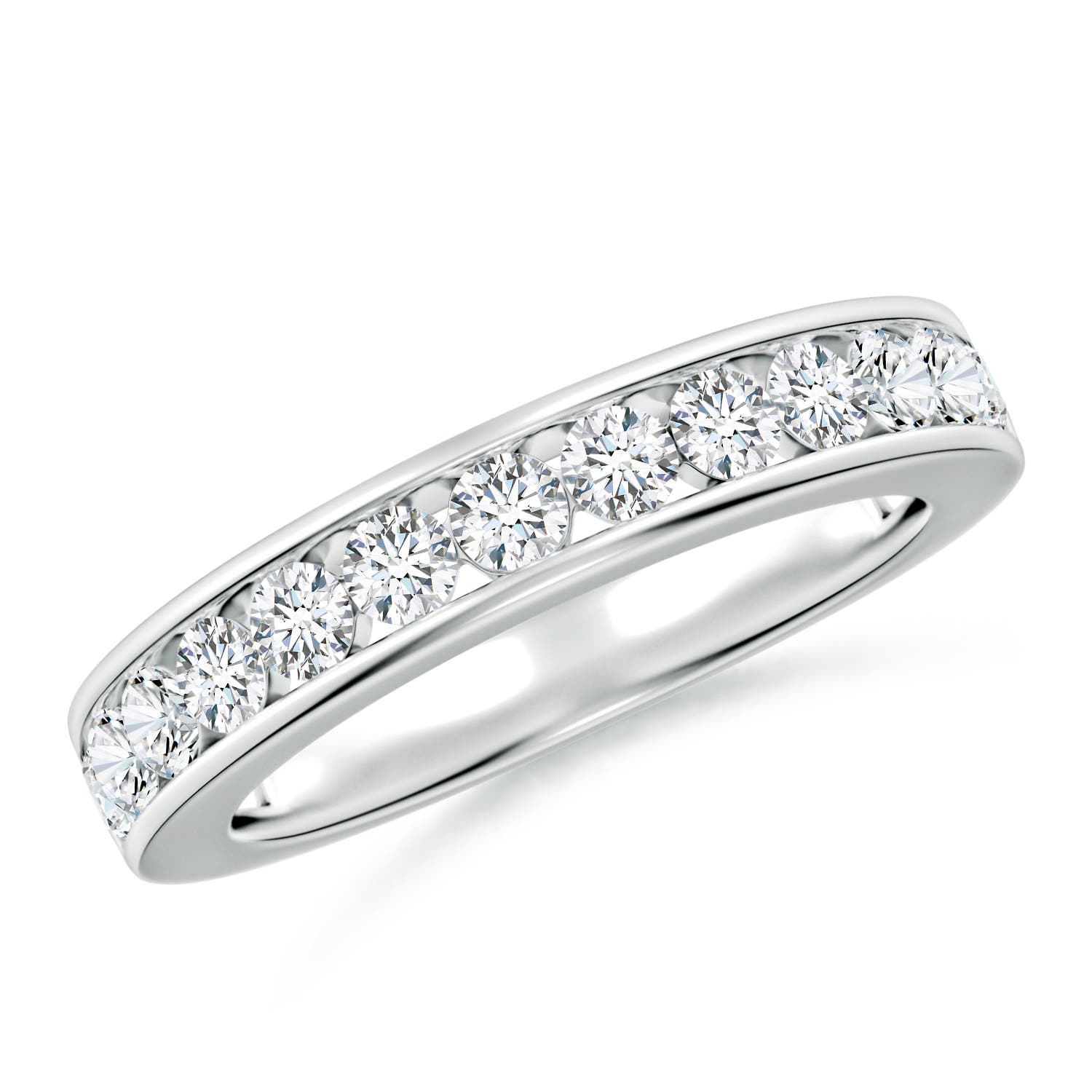 Angara 0.51 Carat Lab-Grown Channel Set Half Eternity Diamond Wedding Ring in 10K White Gold