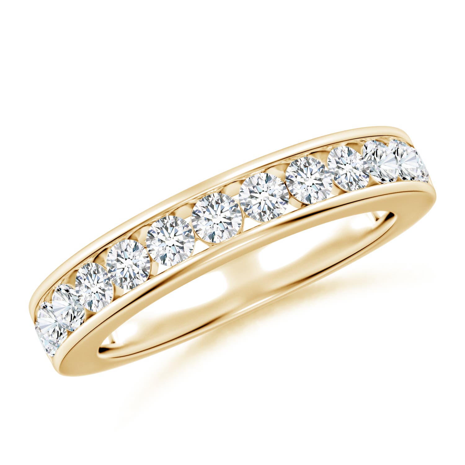Angara 0.51 Carat Lab-Grown Channel Set Half Eternity Diamond Wedding Ring in 14K Yellow Gold