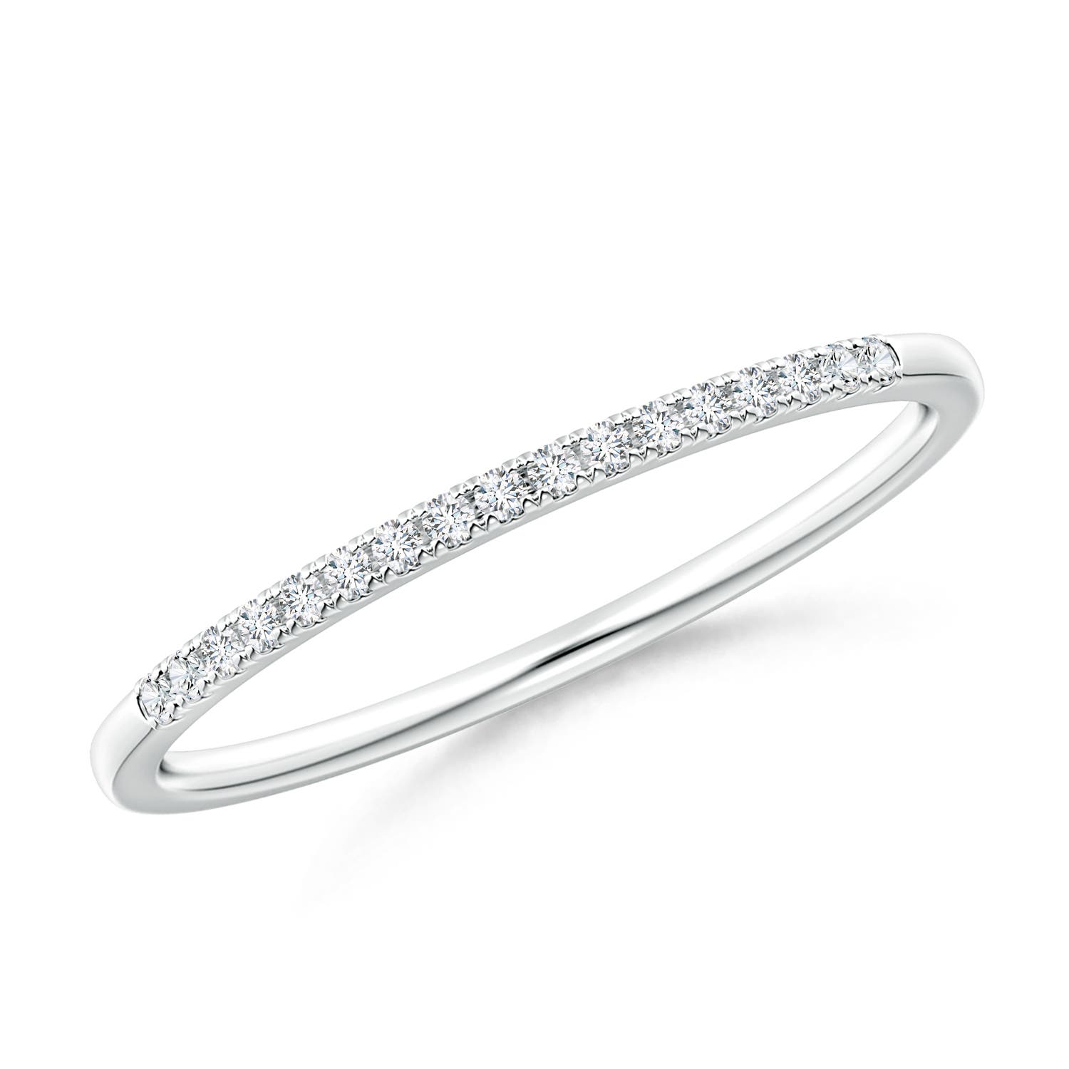 Angara 0.12 Carat Lab-Grown Fishtail Set Diamond Semi Eternity Wedding Ring for Her in Platinum