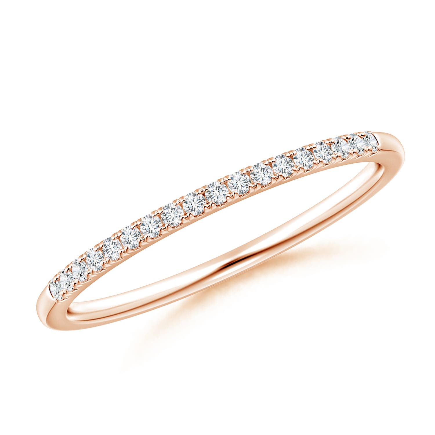 Angara 0.15 Carat Lab-Grown Fishtail Set Diamond Semi Eternity Wedding Ring for Her in 14K Rose Gold