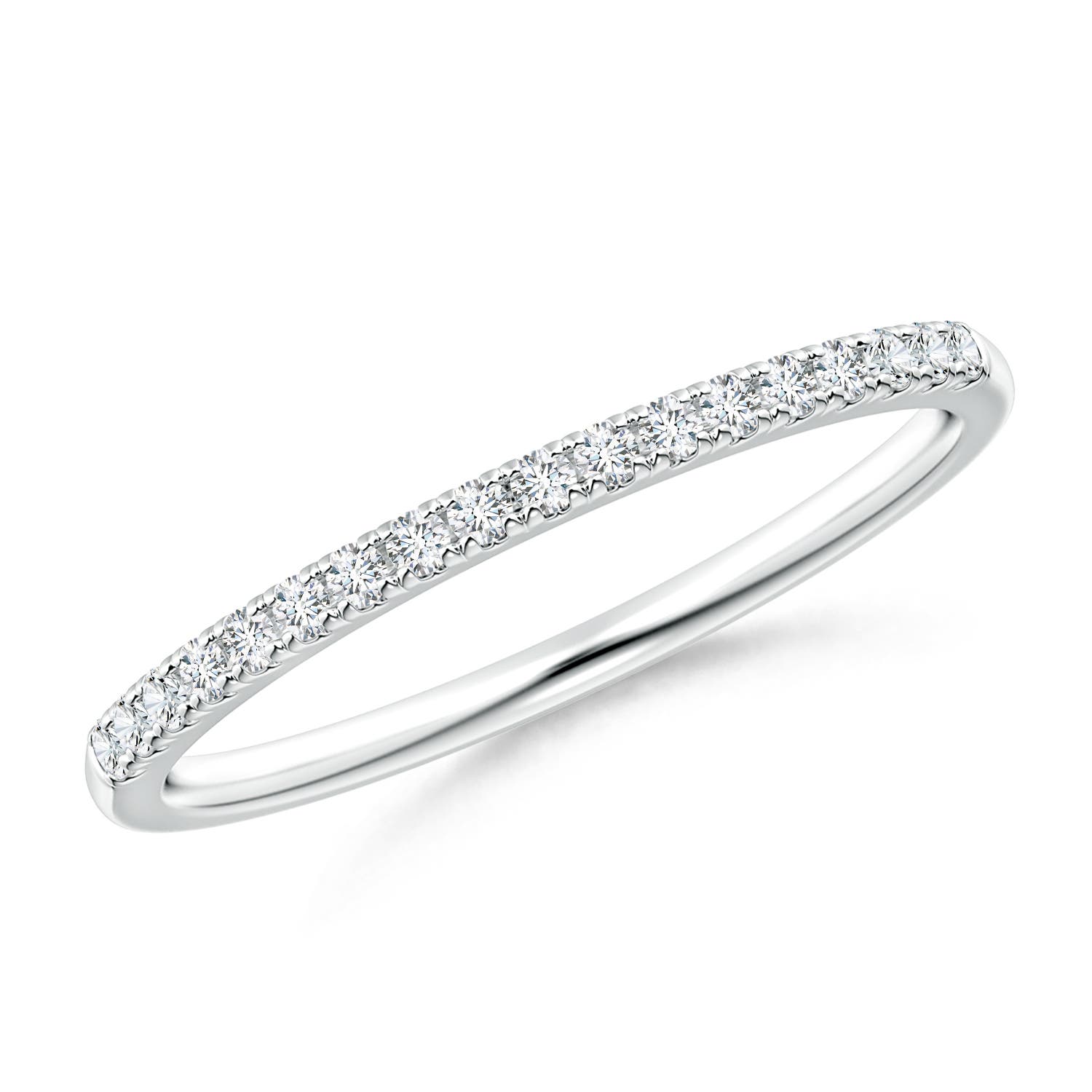 Angara 0.19 Carat Lab-Grown Fishtail Set Diamond Semi Eternity Wedding Ring for Her in Platinum