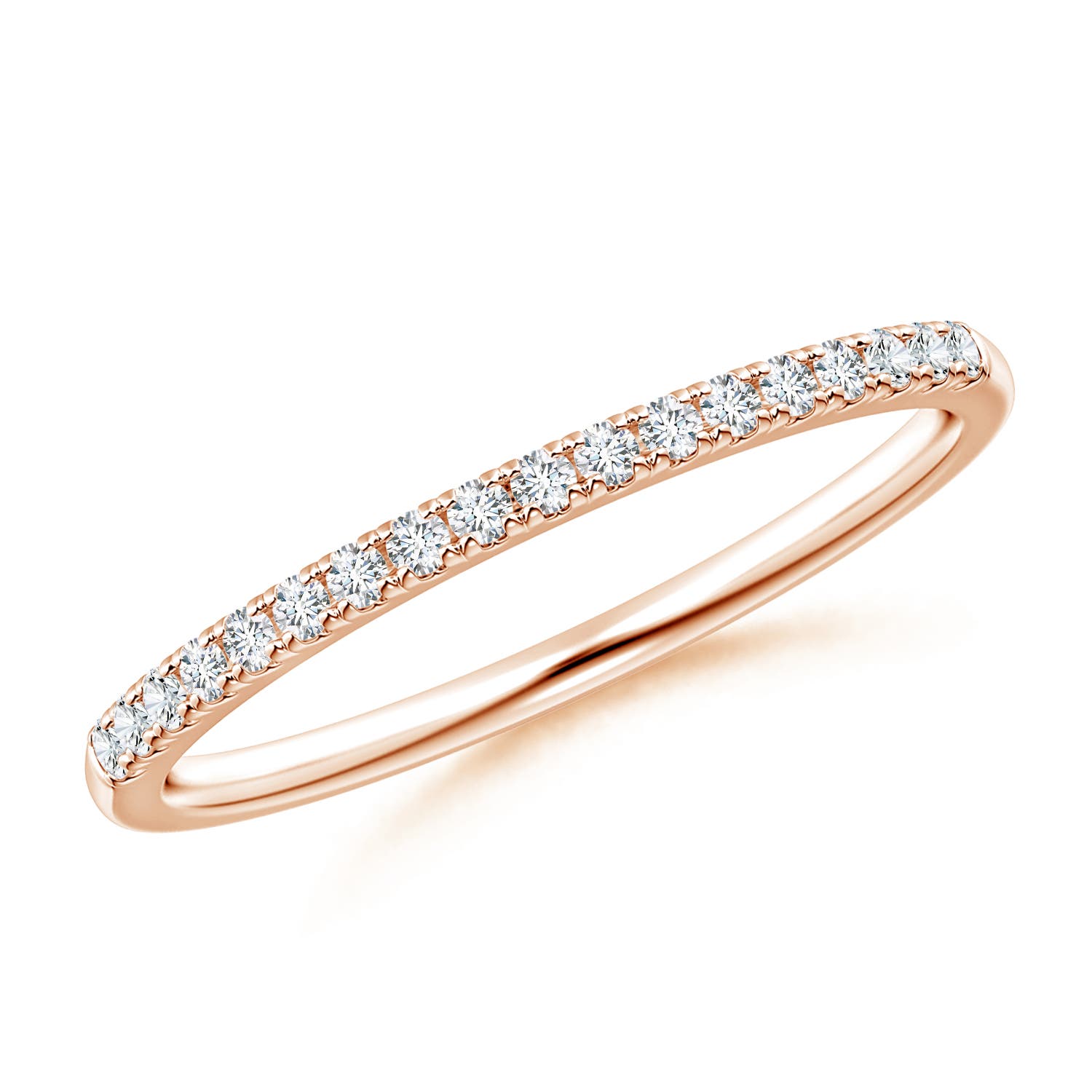 Angara 0.19 Carat Lab-Grown Fishtail Set Diamond Semi Eternity Wedding Ring for Her in 14K Rose Gold