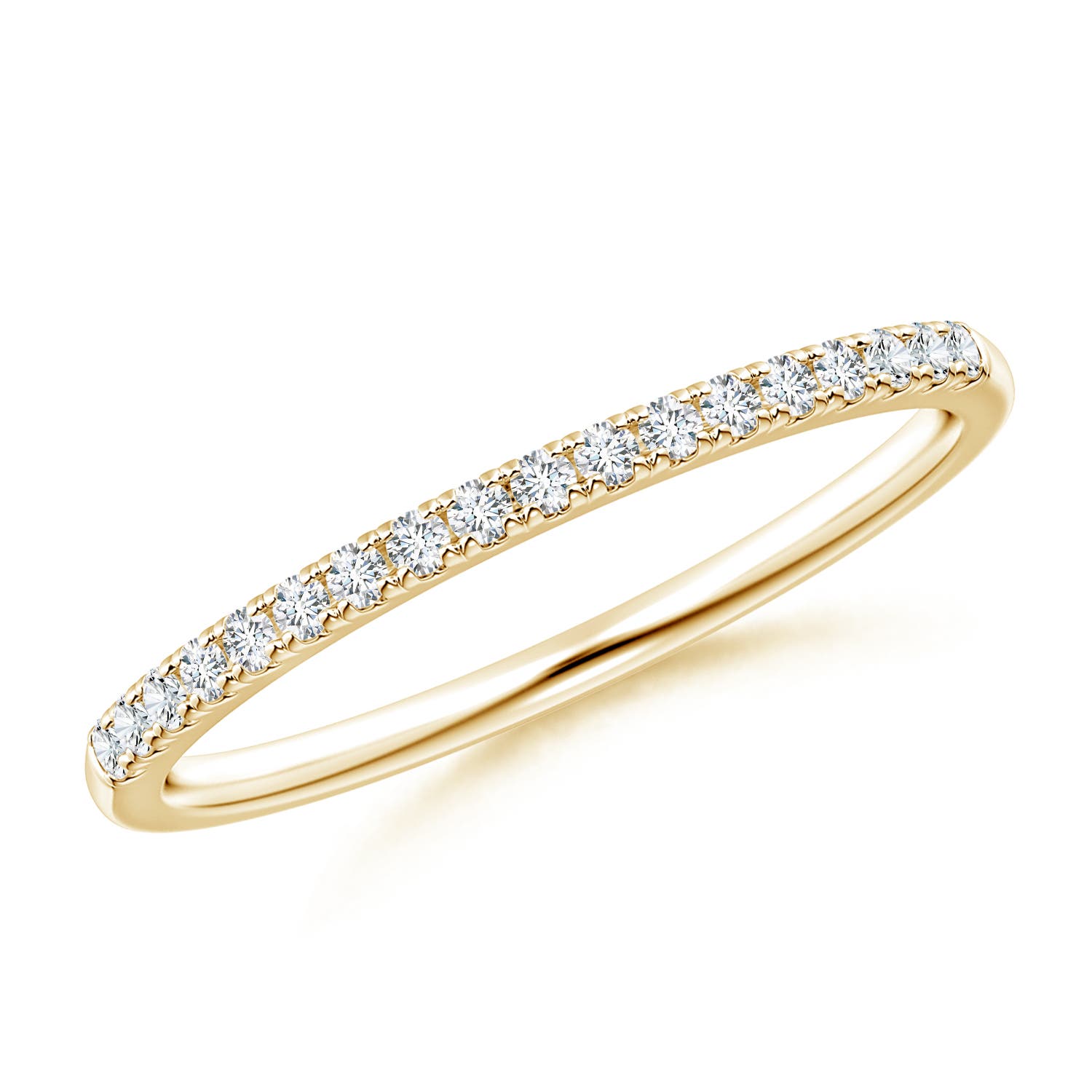 Angara 0.19 Carat Lab-Grown Fishtail Set Diamond Semi Eternity Wedding Ring for Her in 14K Yellow Gold