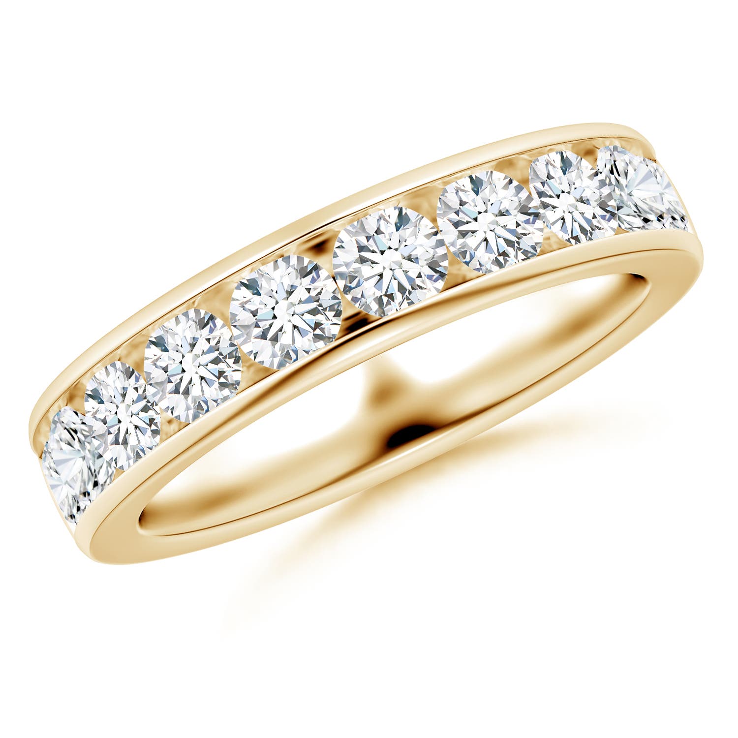 3.4mm FGVS Lab-Grown Channel-Set Round Diamond Half Eternity Wedding Ring in 18CT Yellow Gold