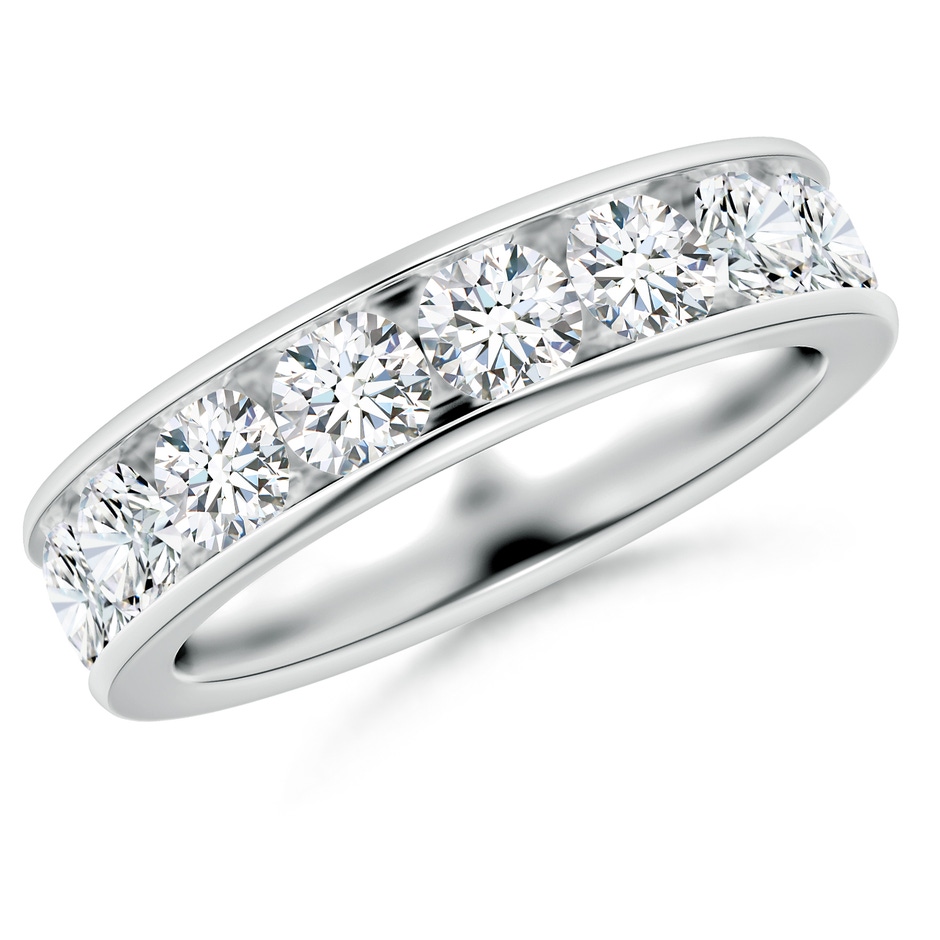 3.8mm FGVS Lab-Grown Channel-Set Round Diamond Half Eternity Wedding Ring in 18K White Gold 