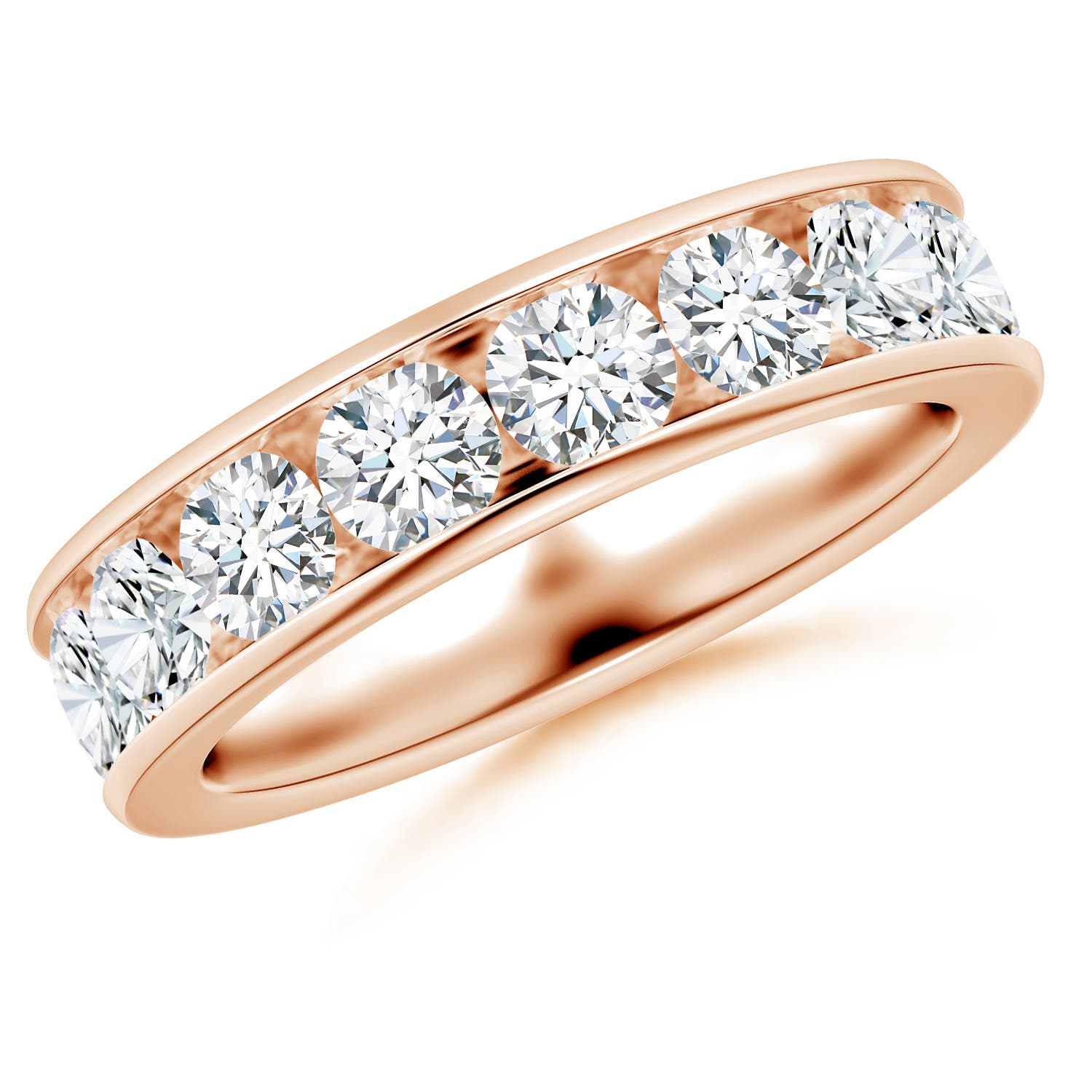 Angara 2.0 Carats Lab-Grown Channel-Set Round Diamond Half Eternity Wedding Ring in 14K Rose Gold