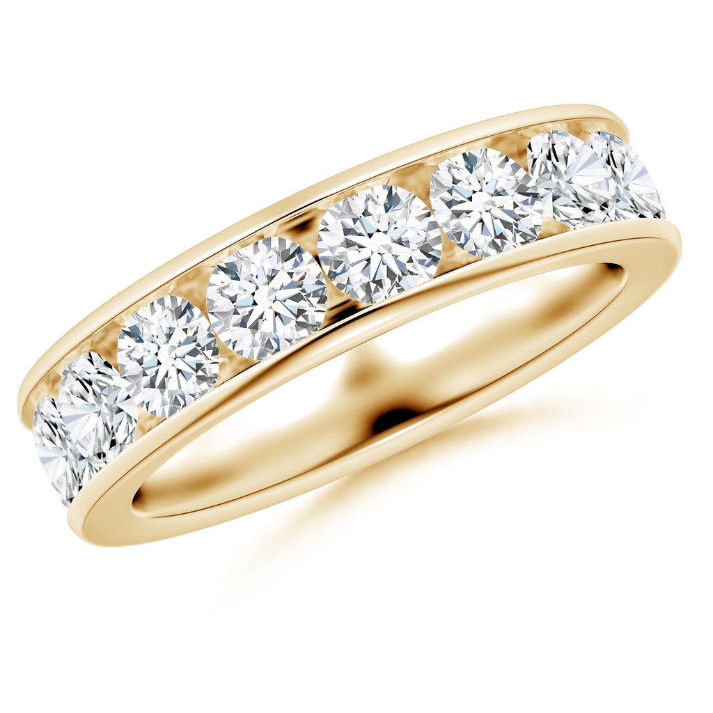3.8mm FGVS Lab-Grown Channel-Set Round Diamond Half Eternity Wedding Ring in Yellow Gold