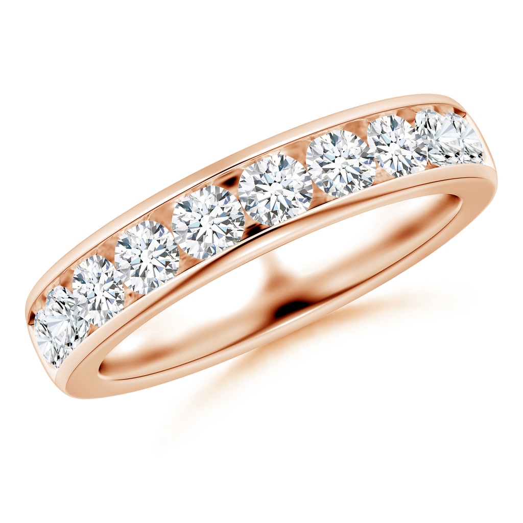 3mm FGVS Lab-Grown Channel-Set Round Diamond Half Eternity Wedding Ring in Rose Gold
