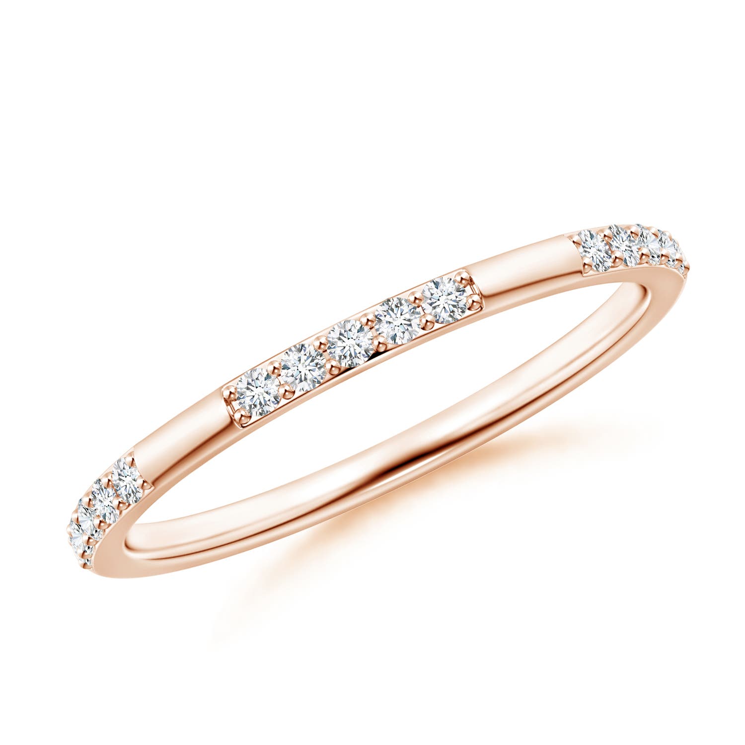 Angara 0.15 Carat Lab-Grown Prong-Set Semi Eternity Diamond Wedding Ring for Women in 18K Rose Gold