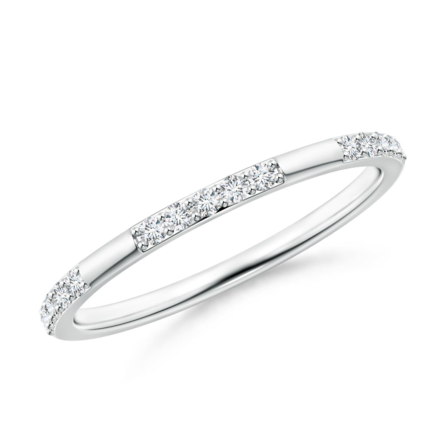 Angara 0.15 Carat Lab-Grown Prong-Set Semi Eternity Diamond Wedding Ring for Women in 18K White Gold