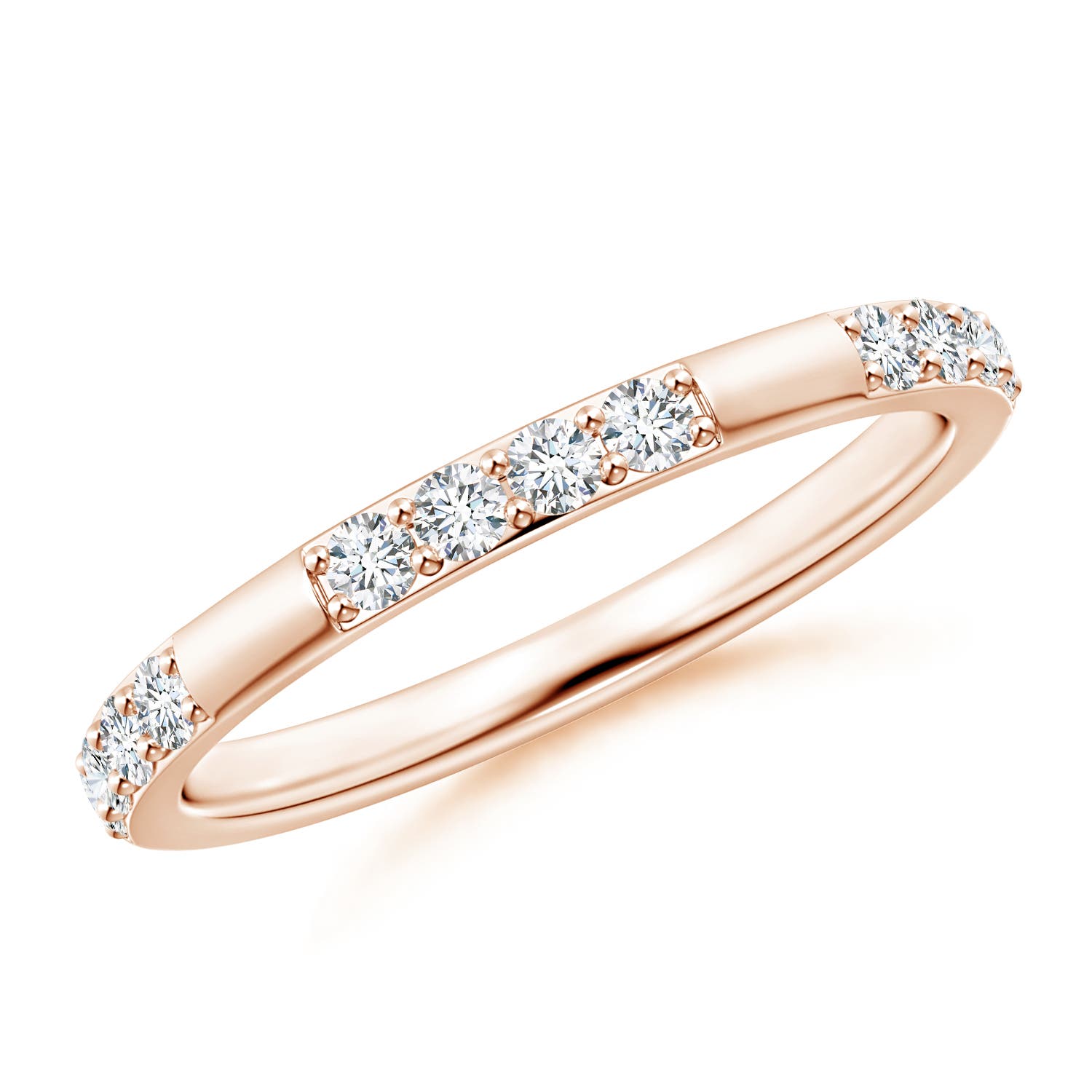 Angara 0.3 Carat Lab-Grown Prong-Set Semi Eternity Diamond Wedding Ring for Women in 14K Rose Gold