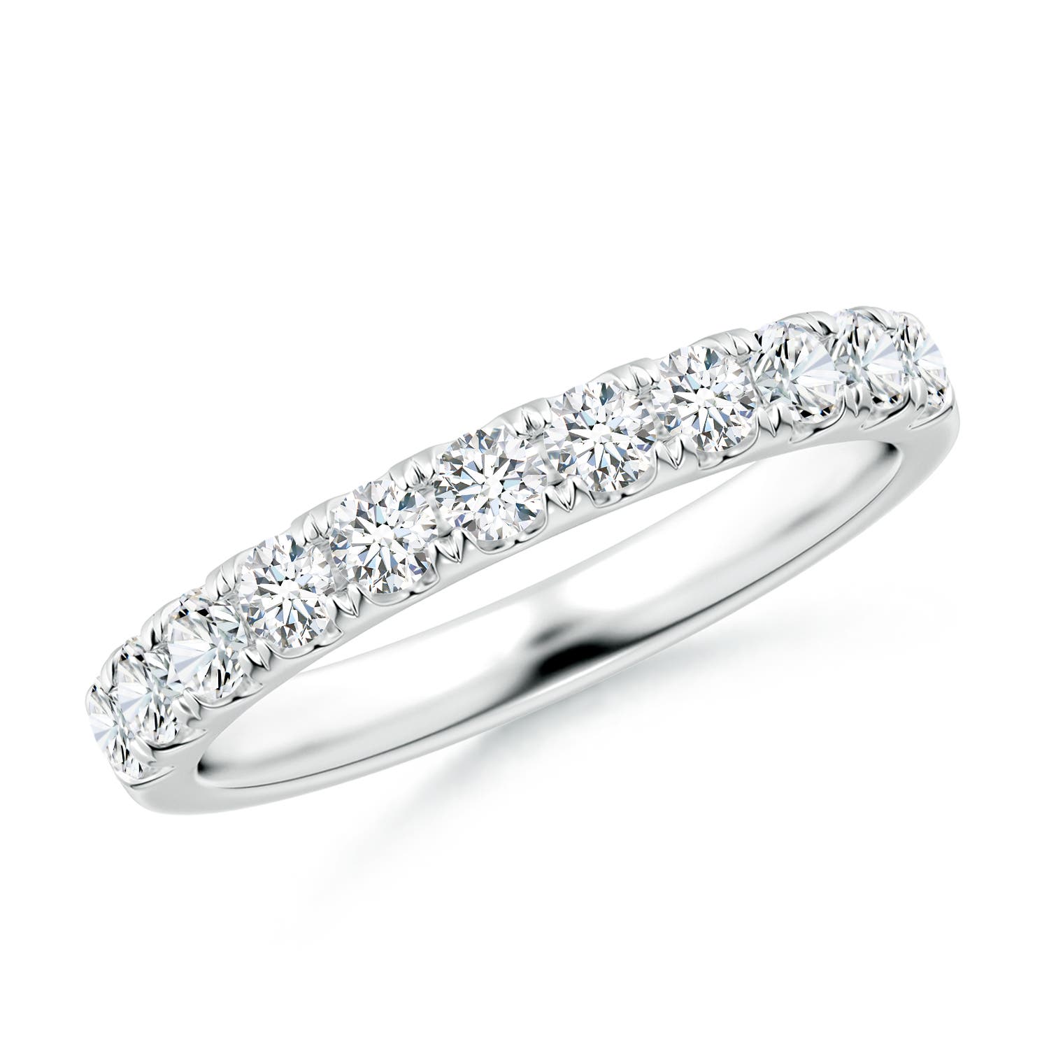 Angara 0.76 Carat Lab-Grown Classic Split Prong Diamond Half Eternity Wedding Ring in 18K White Gold