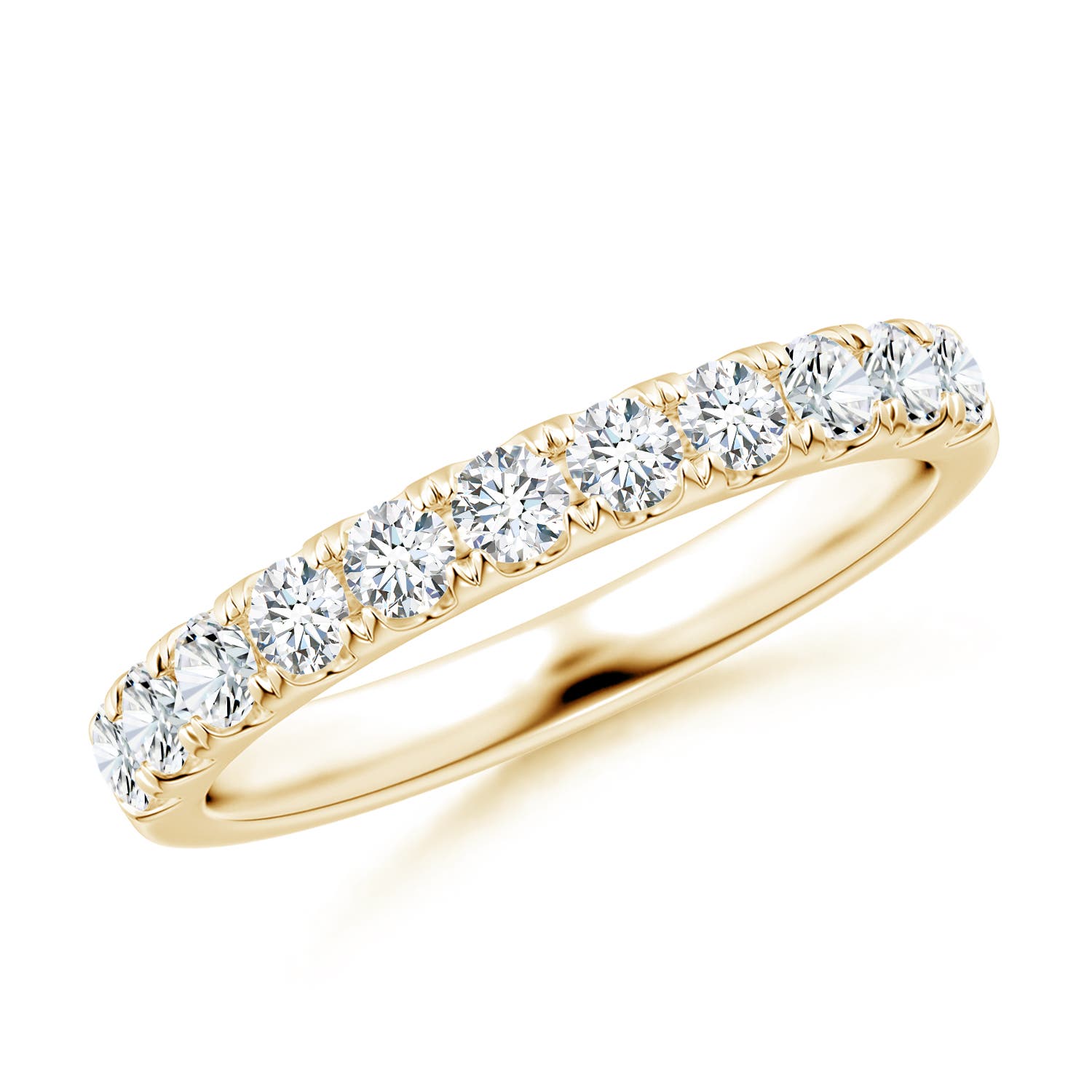 Angara 0.76 Carat Lab-Grown Classic Split Prong Diamond Half Eternity Wedding Ring in 18K Yellow Gold