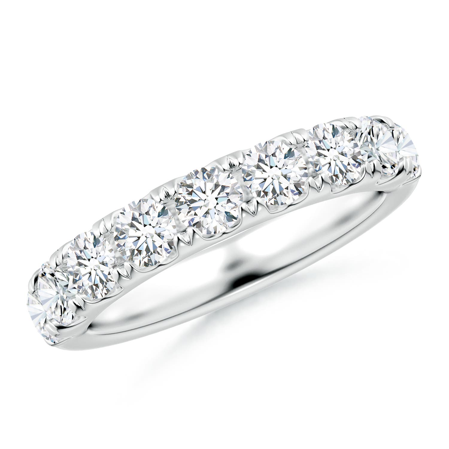 Angara 1.43 Carats Lab-Grown Classic Split Prong Diamond Half Eternity Wedding Ring in Platinum