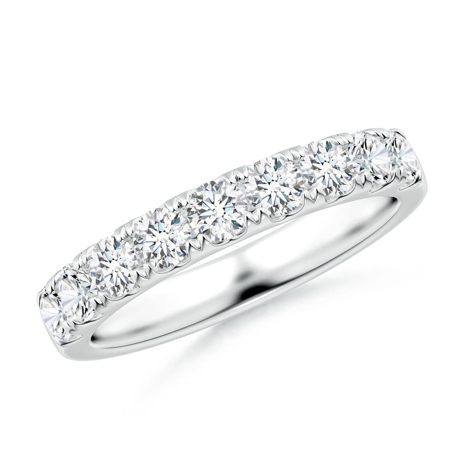 Angara 0.95 Carat Lab-Grown Classic Split Prong Diamond Half Eternity Wedding Ring in 18K White Gold
