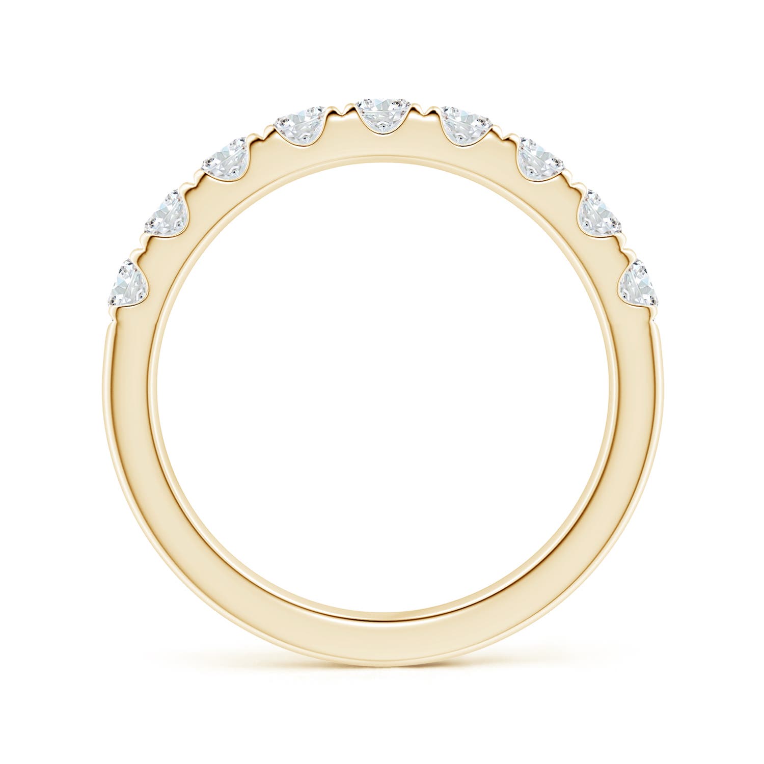 3mm FGVS Lab-Grown Classic Split Prong Diamond Half Eternity Wedding Ring in 18K Yellow Gold