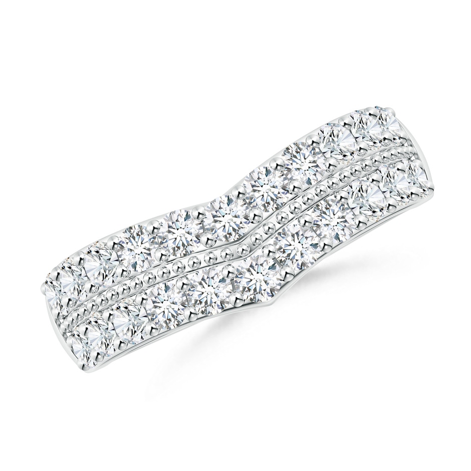 2.2mm FGVS Lab-Grown Round Diamond Twin Row Chevron Wedding Ring in White Gold 