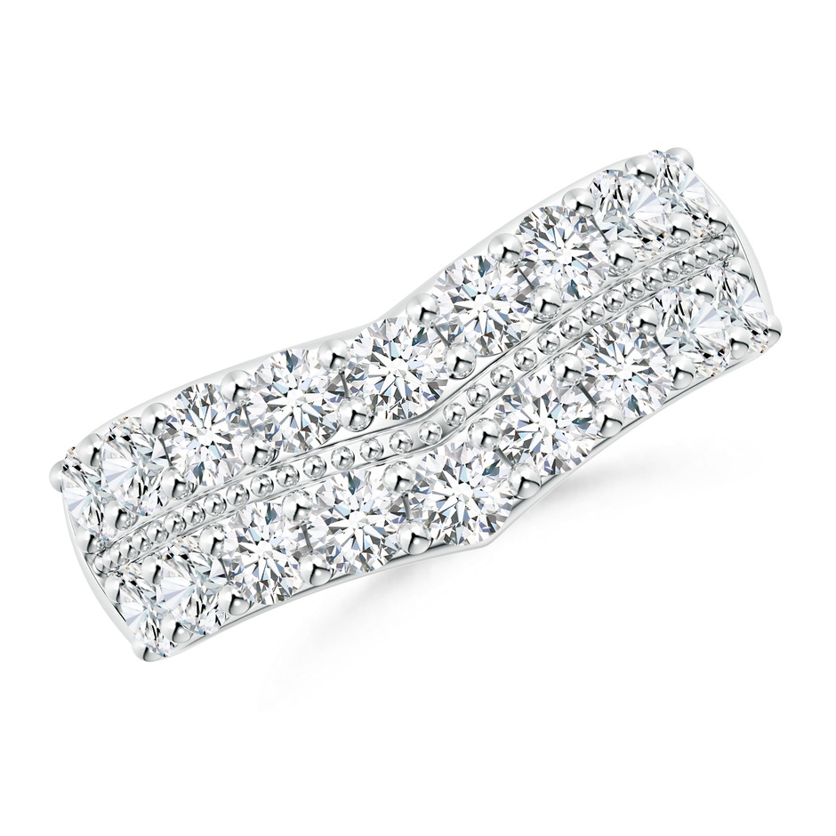 2.75mm FGVS Lab-Grown Round Diamond Twin Row Chevron Wedding Ring in 18K White Gold 