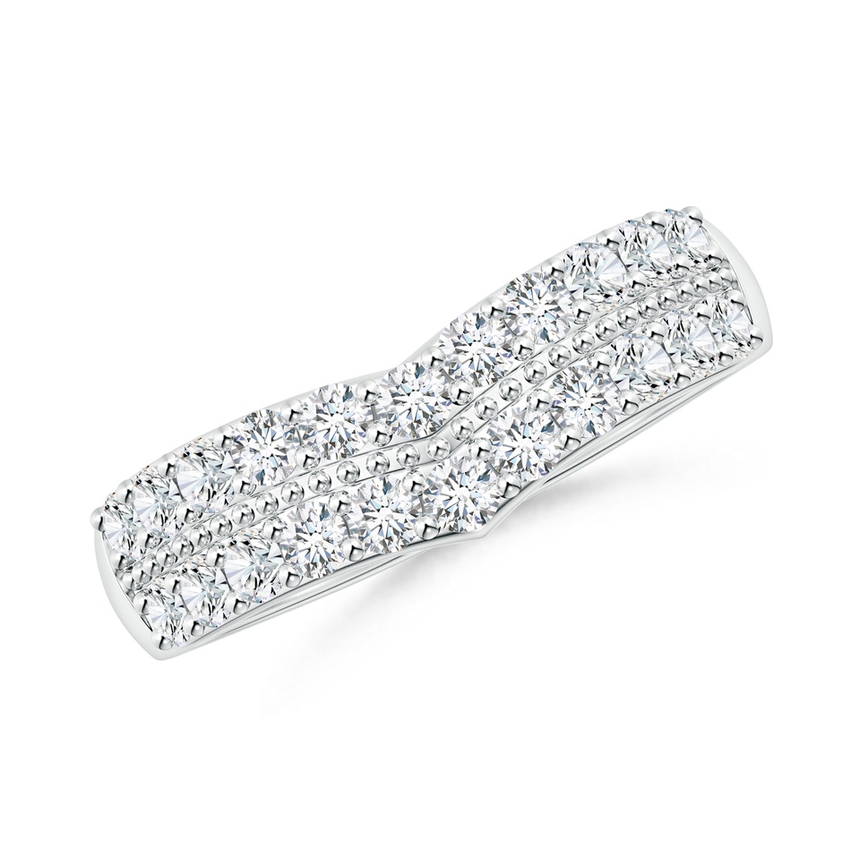 2mm FGVS Lab-Grown Round Diamond Twin Row Chevron Wedding Ring in S999 Silver 