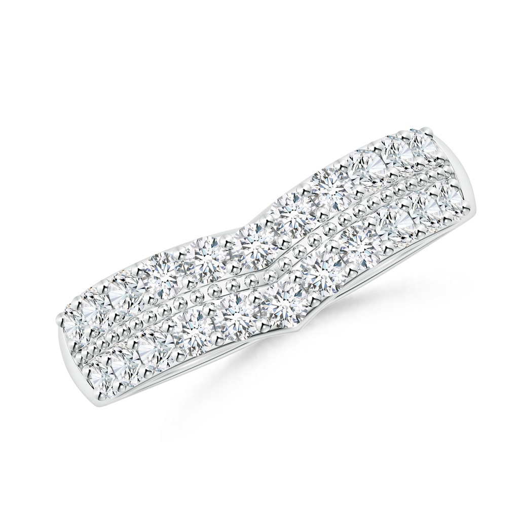 2mm FGVS Lab-Grown Round Diamond Twin Row Chevron Wedding Ring in White Gold