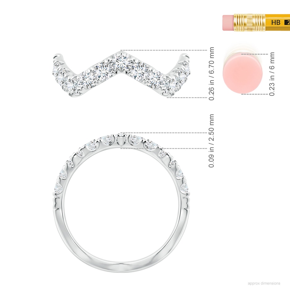 2.4mm FGVS Lab-Grown Classic Round Diamond Zig Zag Ring in White Gold ruler