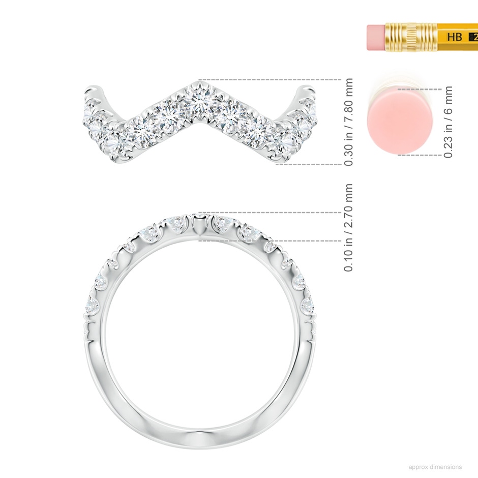 2.9mm FGVS Lab-Grown Classic Round Diamond Zig Zag Ring in 18K White Gold ruler