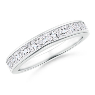 2.5mm FGVS Lab-Grown Channel-Set Princess-Cut Diamond Half Eternity Wedding Ring in P950 Platinum