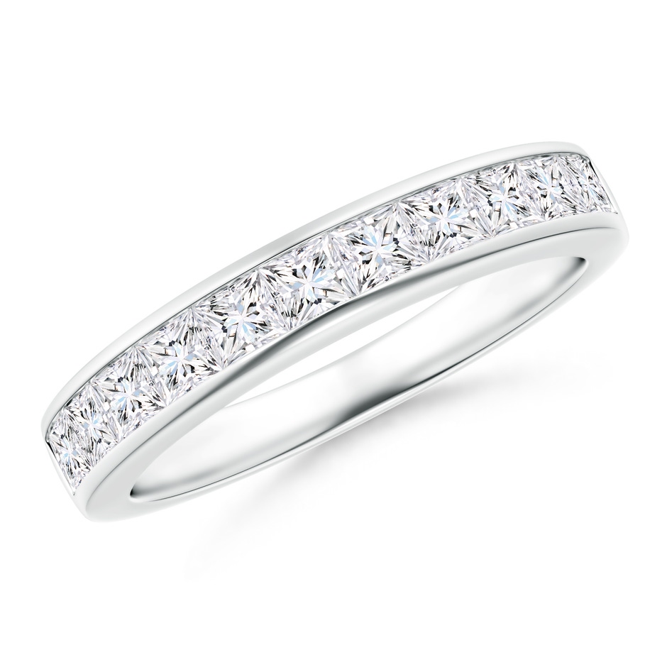 2.5mm FGVS Lab-Grown Channel-Set Princess-Cut Diamond Half Eternity Wedding Ring in White Gold 
