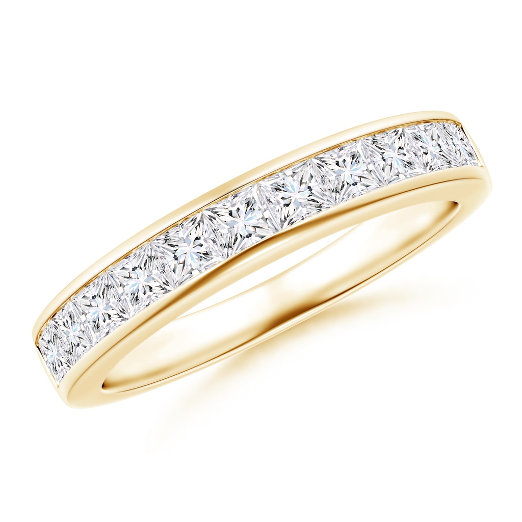 2.5mm FGVS Lab-Grown Channel-Set Princess-Cut Diamond Half Eternity Wedding Ring in Yellow Gold