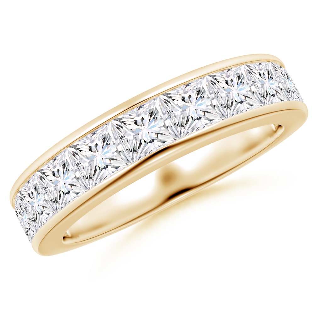 3.5mm FGVS Lab-Grown Channel-Set Princess-Cut Diamond Half Eternity Wedding Ring in Yellow Gold