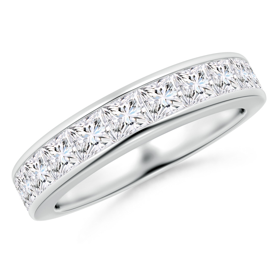 3mm FGVS Lab-Grown Channel-Set Princess-Cut Diamond Half Eternity Wedding Ring in P950 Platinum 