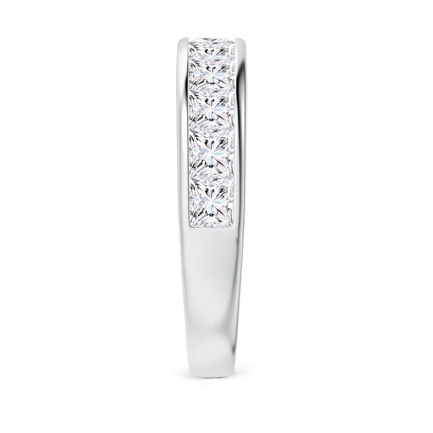 3mm FGVS Lab-Grown Channel-Set Princess-Cut Diamond Half Eternity Wedding Ring in White Gold - side 4