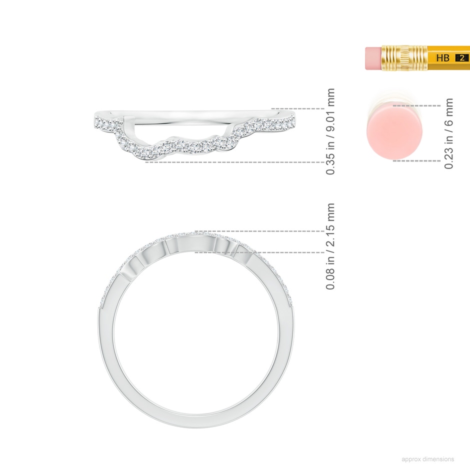 1.1mm FGVS Prong-Set Lab-Grown Diamond Contoured Wedding Ring in White Gold ruler