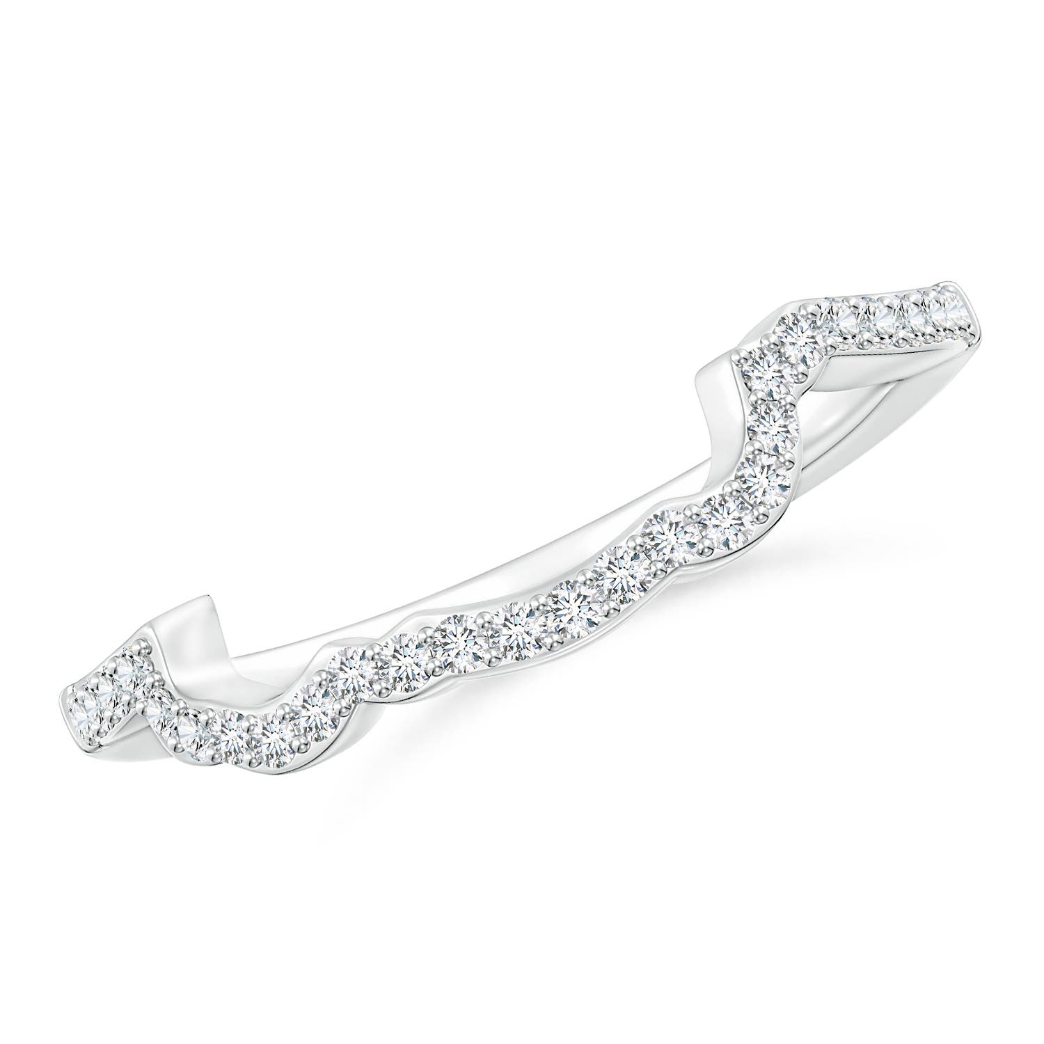 1.25mm FGVS Prong-Set Lab-Grown Diamond Contoured Wedding Ring in 18K White Gold