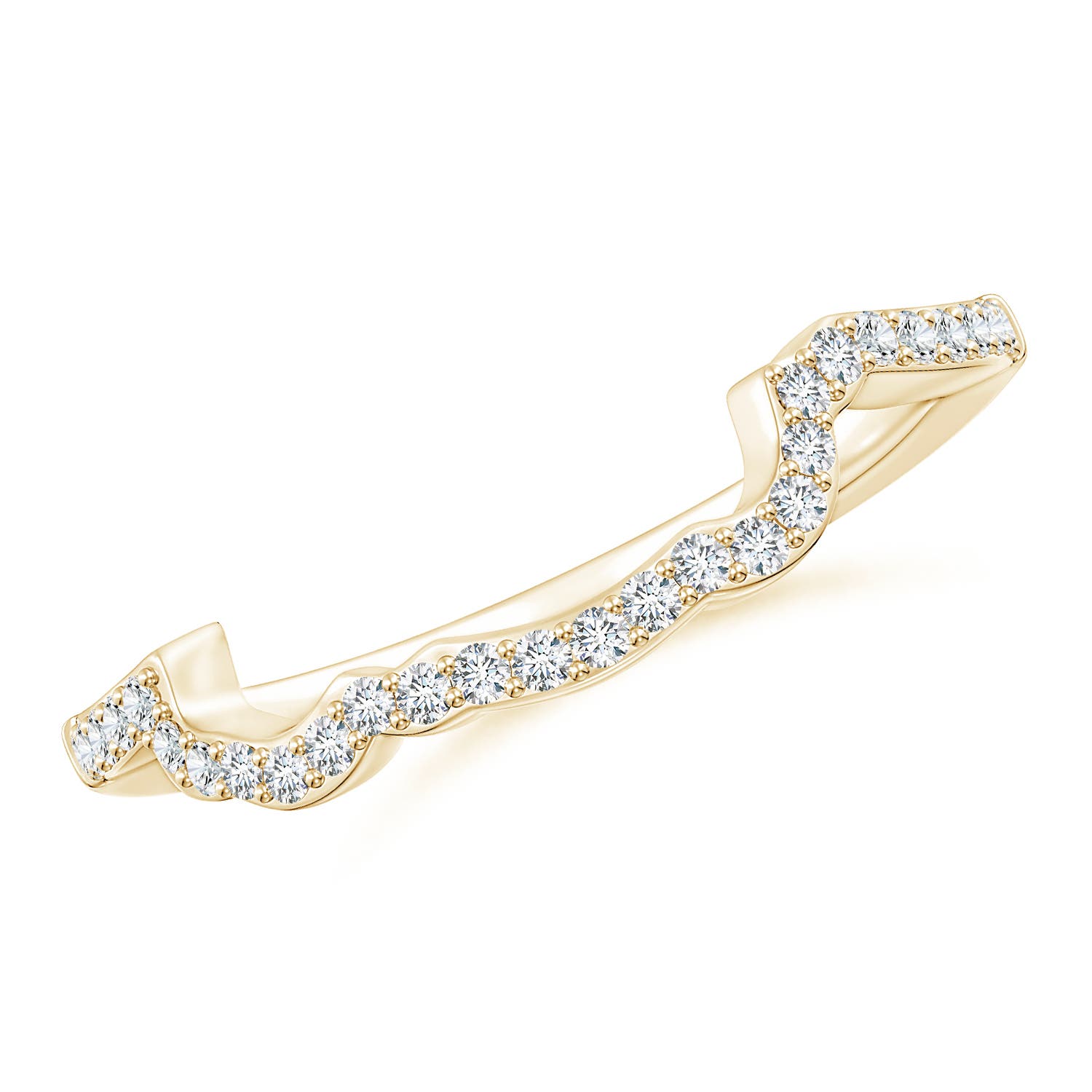 1.25mm FGVS Prong-Set Lab-Grown Diamond Contoured Wedding Ring in 18CT Yellow Gold