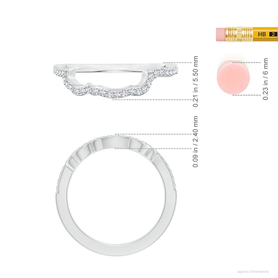1.25mm FGVS Prong-Set Lab-Grown Diamond Contoured Wedding Ring in White Gold ruler