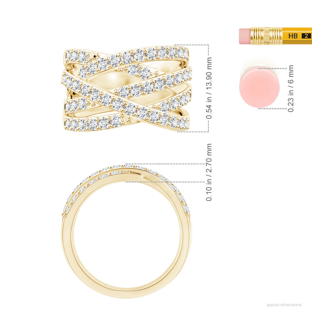 1.9mm FGVS Lab-Grown Entwined Diamond Wrap Ring in Yellow Gold - ruler