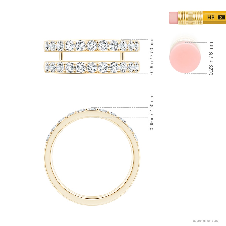 2.25mm FGVS Lab-Grown Prong-Set Diamond Double Ring in Yellow Gold ruler