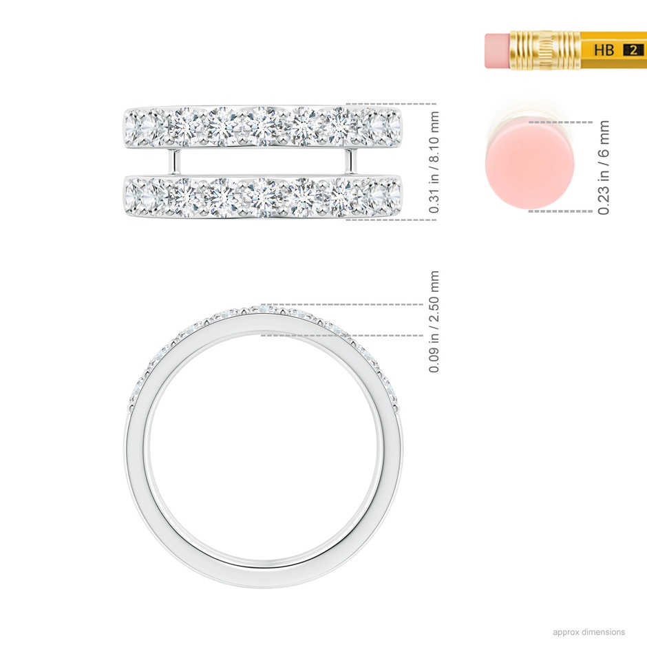 2.75mm FGVS Lab-Grown Prong-Set Diamond Double Ring in 18K White Gold ruler
