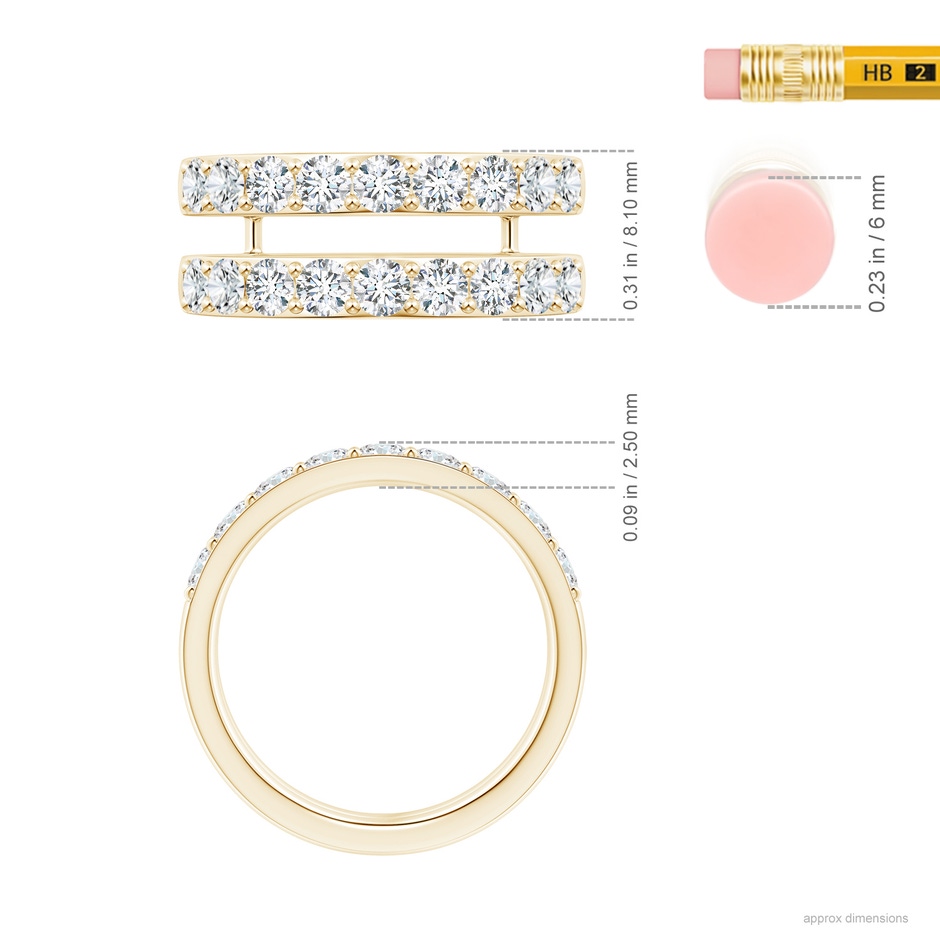 2.75mm FGVS Lab-Grown Prong-Set Diamond Double Ring in Yellow Gold ruler