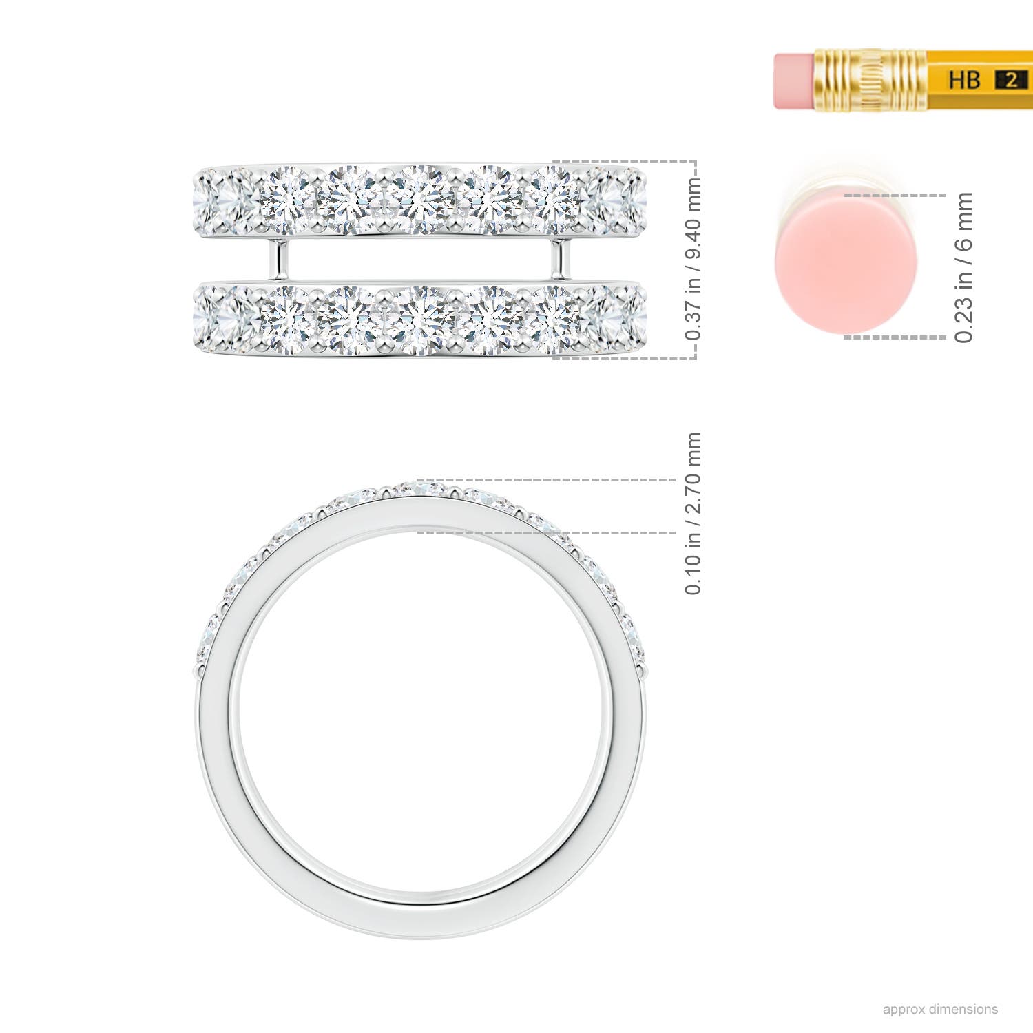 3.1mm FGVS Lab-Grown Prong-Set Diamond Double Ring in 18CT White Gold - ruler