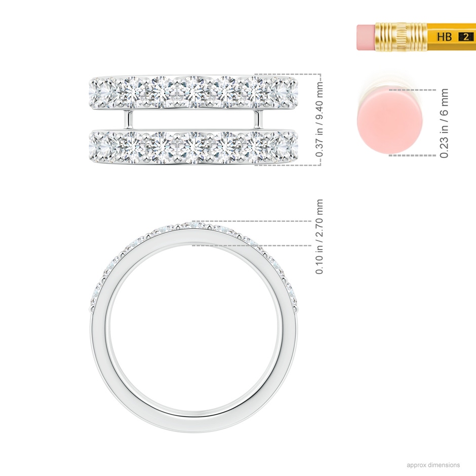 3.1mm FGVS Lab-Grown Prong-Set Diamond Double Ring in White Gold ruler