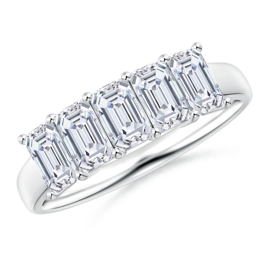 5x3mm FGVS Lab-Grown Prong-Set Emerald-Cut Diamond Five Stone Wedding Ring in 18K White Gold 