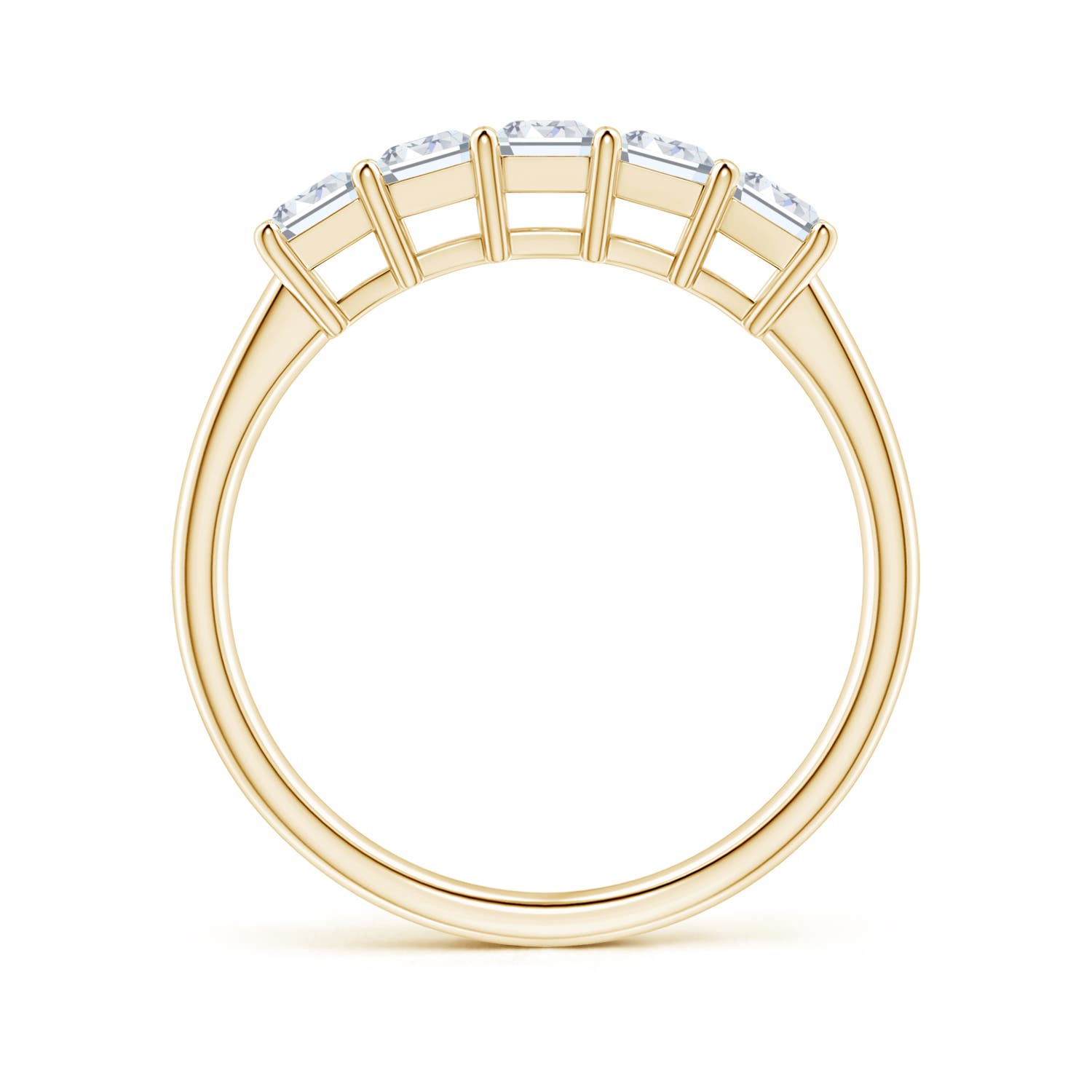5x3mm FGVS Lab-Grown Prong-Set Emerald-Cut Diamond Five Stone Wedding Ring in 18K Yellow Gold