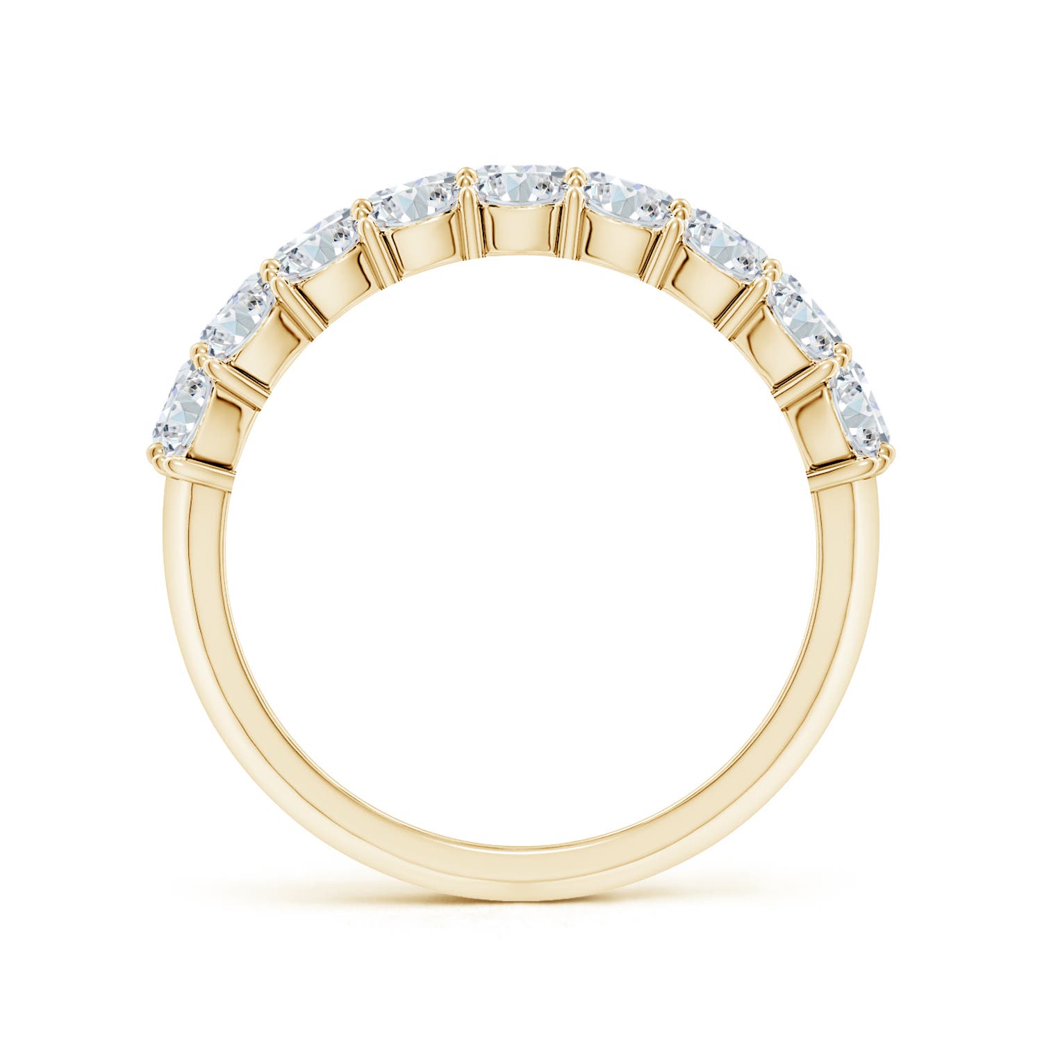 4x3mm FGVS Lab-Grown Emerald-Cut and Oval Diamond Triple Layer Wedding Ring in 18K Yellow Gold