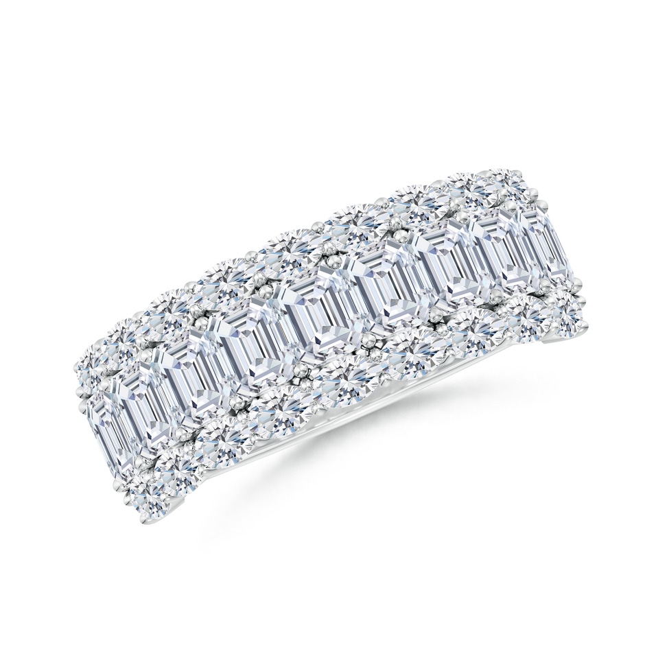 4x3mm FGVS Lab-Grown Emerald-Cut and Oval Diamond Triple Layer Wedding Ring in P950 Platinum 